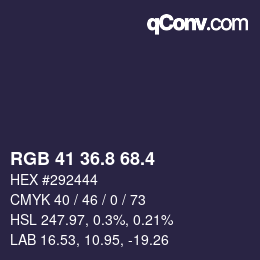 カラーコード: RGB 41 36.8 68.4 | qconv.com