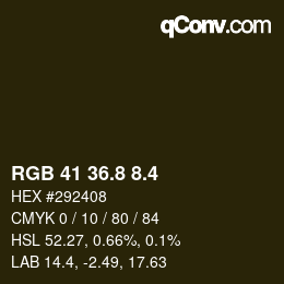カラーコード: RGB 41 36.8 8.4 | qconv.com
