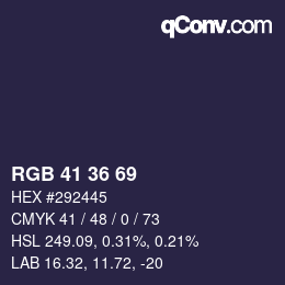 カラーコード: RGB 41 36 69 | qconv.com