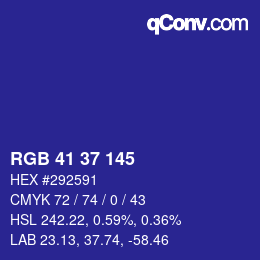 Color code: RGB 41 37 145 | qconv.com