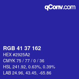 Color code: RGB 41 37 162 | qconv.com