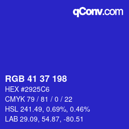 カラーコード: RGB 41 37 198 | qconv.com