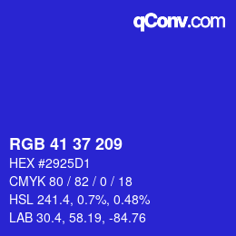 Color code: RGB 41 37 209 | qconv.com