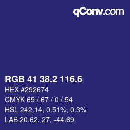 カラーコード: RGB 41 38.2 116.6 | qconv.com