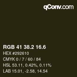 カラーコード: RGB 41 38.2 16.6 | qconv.com