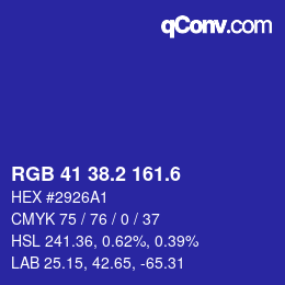 カラーコード: RGB 41 38.2 161.6 | qconv.com