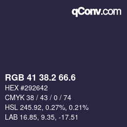 カラーコード: RGB 41 38.2 66.6 | qconv.com