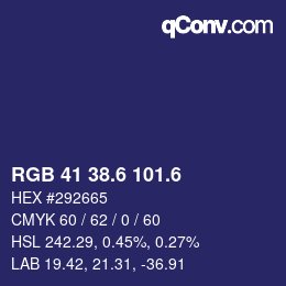 カラーコード: RGB 41 38.6 101.6 | qconv.com