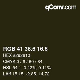 カラーコード: RGB 41 38.6 16.6 | qconv.com