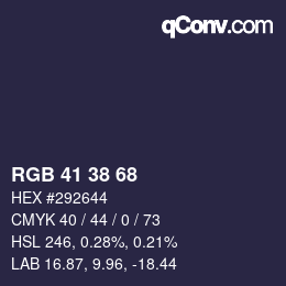 Farbcode: RGB 41 38 68 | qconv.com