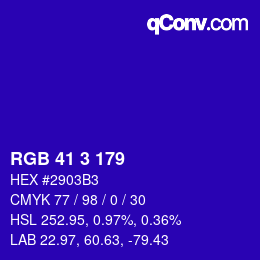 Color code: RGB 41 3 179 | qconv.com