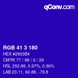 Color code: RGB 41 3 180 | qconv.com