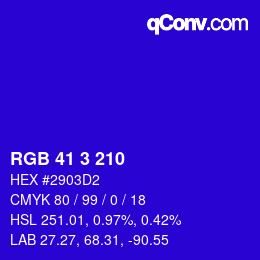Color code: RGB 41 3 210 | qconv.com