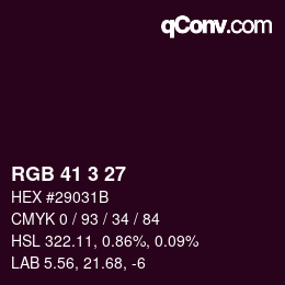 カラーコード: RGB 41 3 27 | qconv.com