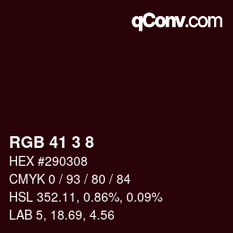 Color code: RGB 41 3 8 | qconv.com