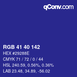 Color code: RGB 41 40 142 | qconv.com