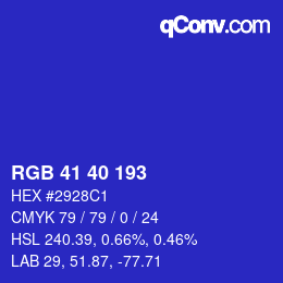 Color code: RGB 41 40 193 | qconv.com