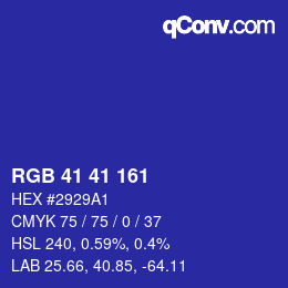 Color code: RGB 41 41 161 | qconv.com