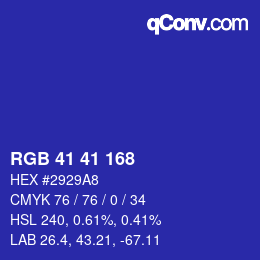 Color code: RGB 41 41 168 | qconv.com