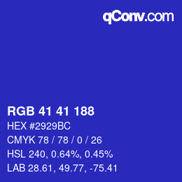 Color code: RGB 41 41 188 | qconv.com