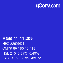 Farbcode: RGB 41 41 209 | qconv.com