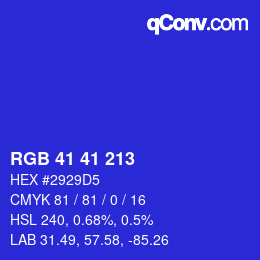 Color code: RGB 41 41 213 | qconv.com