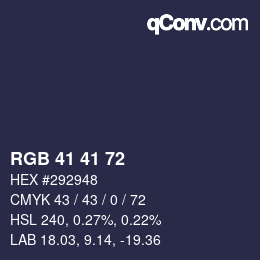 Color code: RGB 41 41 72 | qconv.com