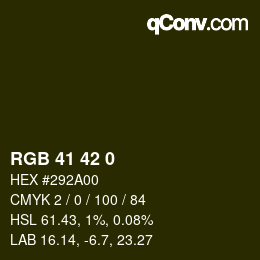 カラーコード: RGB 41 42 0 | qconv.com