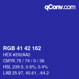 Color code: RGB 41 42 162 | qconv.com