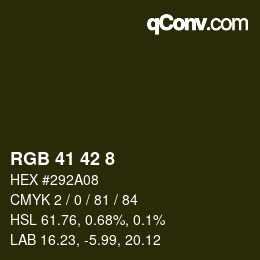 カラーコード: RGB 41 42 8 | qconv.com