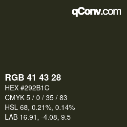 颜色代码: RGB 41 43 28 | qconv.com