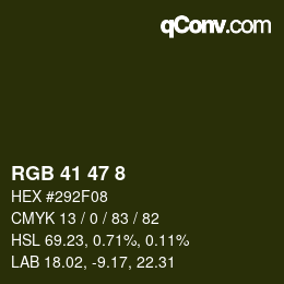 Color code: RGB 41 47 8 | qconv.com