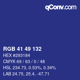 颜色代码: RGB 41 49 132 | qconv.com