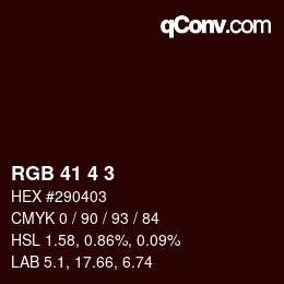 Color code: RGB 41 4 3 | qconv.com