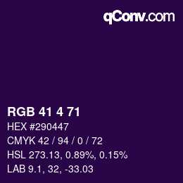 Color code: RGB 41 4 71 | qconv.com