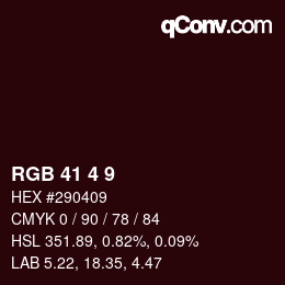カラーコード: RGB 41 4 9 | qconv.com