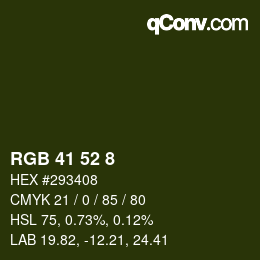 Color code: RGB 41 52 8 | qconv.com