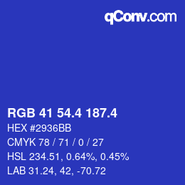 カラーコード: RGB 41 54.4 187.4 | qconv.com