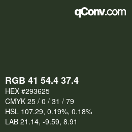 カラーコード: RGB 41 54.4 37.4 | qconv.com