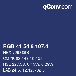 カラーコード: RGB 41 54.8 107.4 | qconv.com