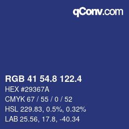 カラーコード: RGB 41 54.8 122.4 | qconv.com