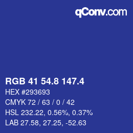 カラーコード: RGB 41 54.8 147.4 | qconv.com