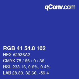 カラーコード: RGB 41 54.8 162 | qconv.com