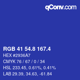 カラーコード: RGB 41 54.8 167.4 | qconv.com