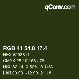 カラーコード: RGB 41 54.8 17.4 | qconv.com