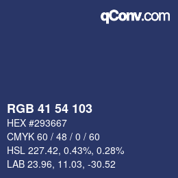 カラーコード: RGB 41 54 103 | qconv.com