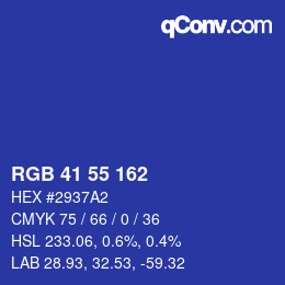 Color code: RGB 41 55 162 | qconv.com