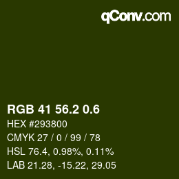 カラーコード: RGB 41 56.2 0.6 | qconv.com