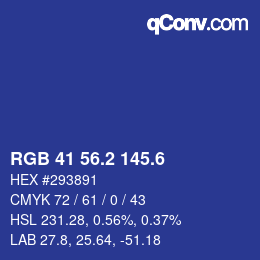 カラーコード: RGB 41 56.2 145.6 | qconv.com