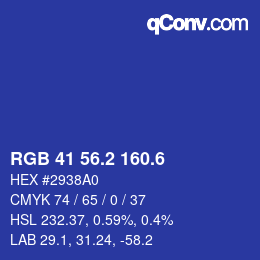 カラーコード: RGB 41 56.2 160.6 | qconv.com